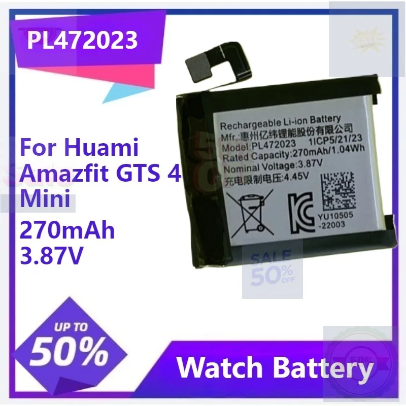 

PL472023 Replacement Battery for Huami Amazfit GTS 4 Mini Watch Bateria 3.87V 270mAh Rechargeable Battery