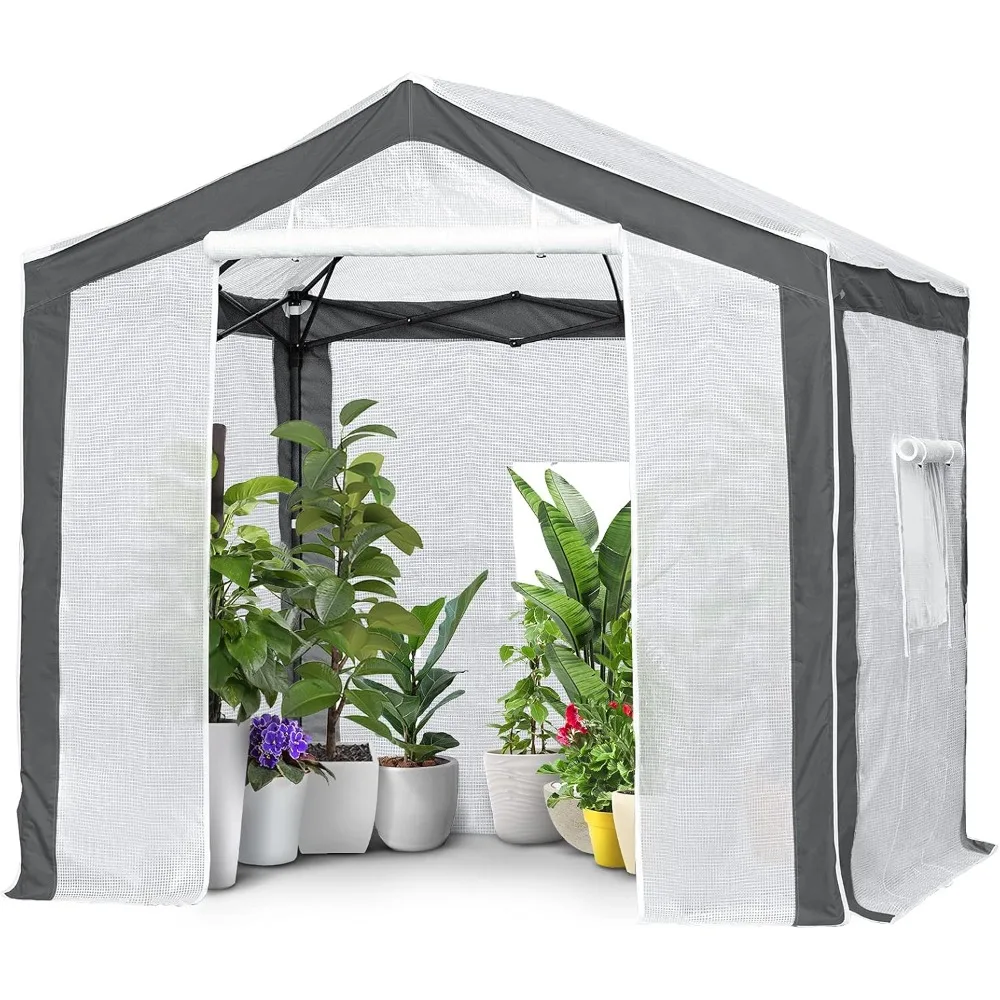 

Portable Walk in Greenhouse with Polyester Reinforced Corners, Instant Pop Up Indoor Outdoor Gardening Green House, 8x8 ft