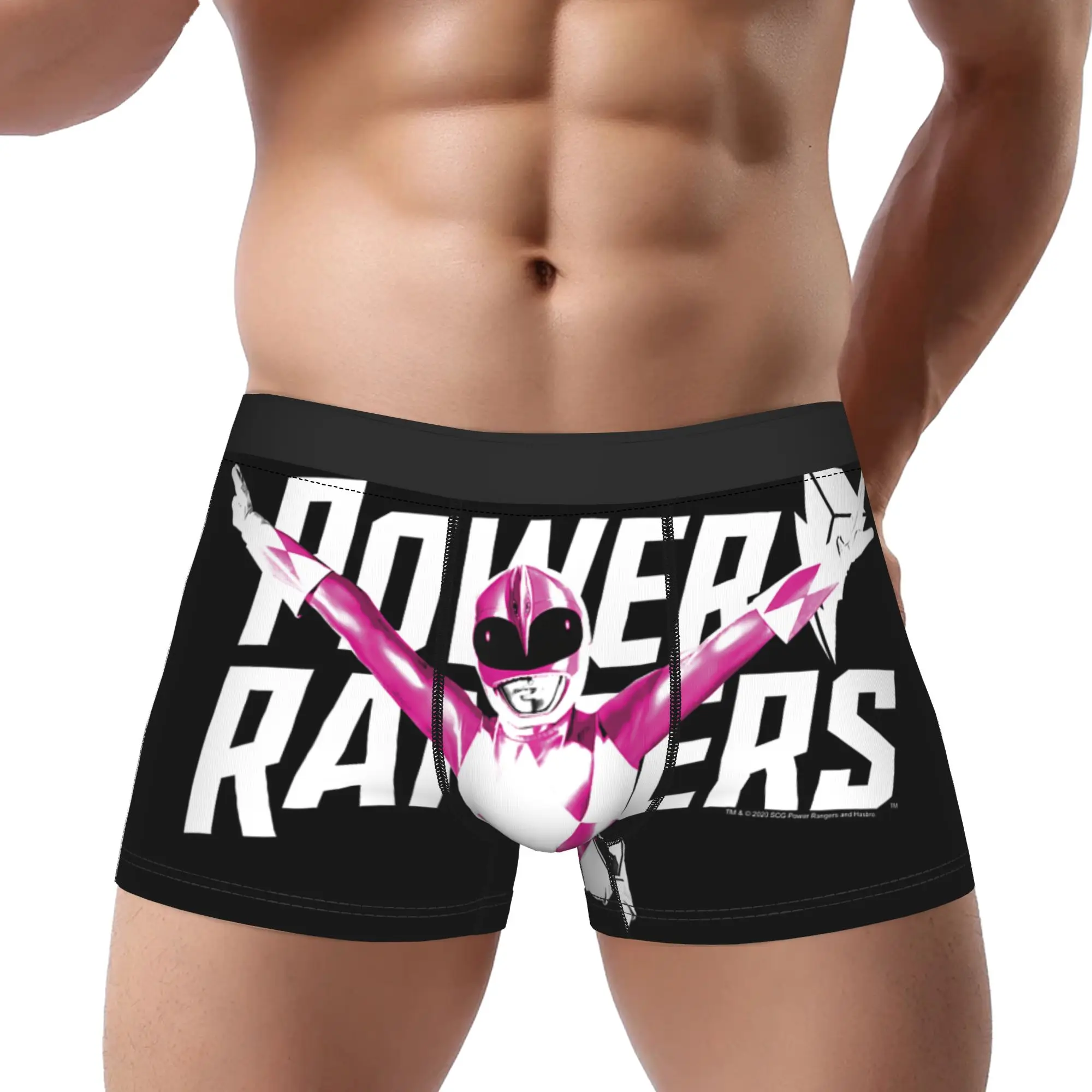Power Rangers Pink Ranger Karate Action Pose Logo boxers  Underpants Homme Panties Ventilate Shorts Boxer Briefs