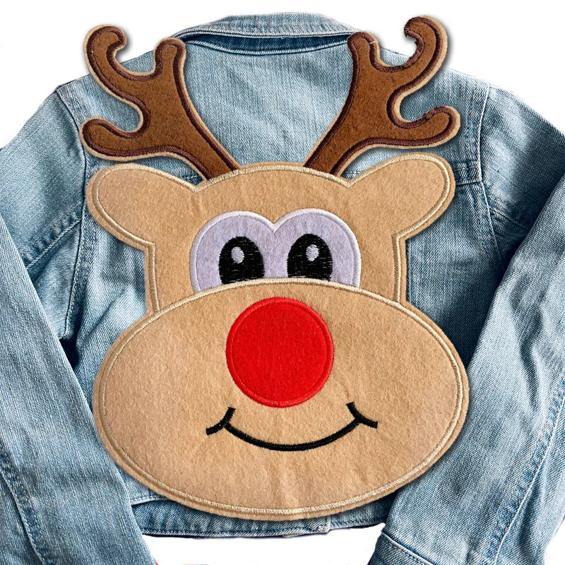 Large Sequins Embroidery Patches Santa Claus Tree Iron On Patches For Clothing DIY Snowman Deer Patch Christmas Decorate Patch