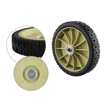 Universal wheel for smooth lawnmower movements, efficient hand push operations, 19.5cm wheel diameter, rubber material