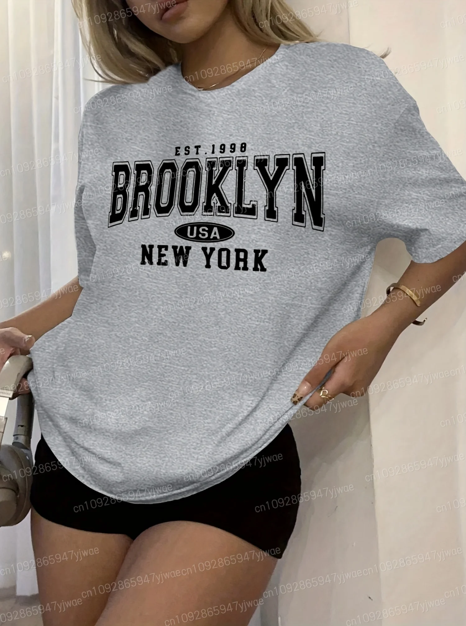 2025 Vrouwen BROOKLYN NEW YORK Print O-hals Korte Mouw T-Shirt Zomer Tee Baseball Jerseys Streep plus size vrouwen Sport T-Shirt