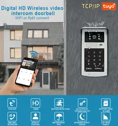 WiFi Tuya RFID Video Camera Doorbell 1080P HD Color Video Door Phone Intercom System Outdoor with  Code Keypad AccessAPP Unlock
