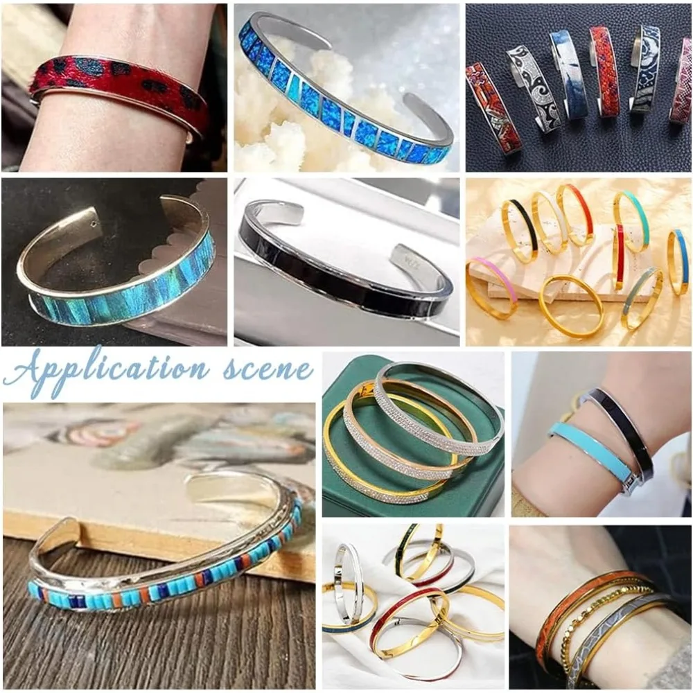 4 قطعة 2 أنماط مخدد الكفة الإسورة 5.1 سنتيمتر الداخلية 201 الفولاذ المقاوم للصدأ الشعر التعادل الكفة سوار معدني فارغ أساور فارغة