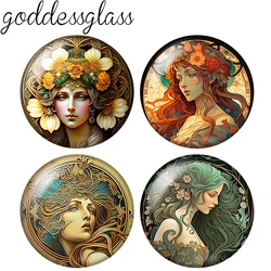 New Vintage Girl Constellation Goddess 10pcs mix 12mm/18mm/20mm/25mm Round photo glass cabochon demo flat back Making findings