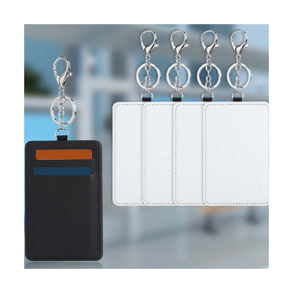 10Pcs Dye Sublimation Rectangle Portable Transportation Card Holder Work Card Holder Printable Card Holder Keychain