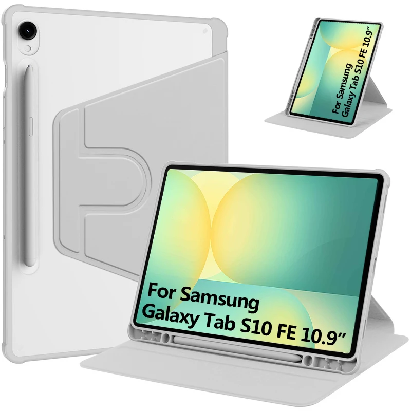 

For Samsung Tab S10 FE Case 10.9 inch SM-X520 X526B 360 Rotating Acrylic Stand Cover For Galaxy Tab S10 FE Case with Pen Holder