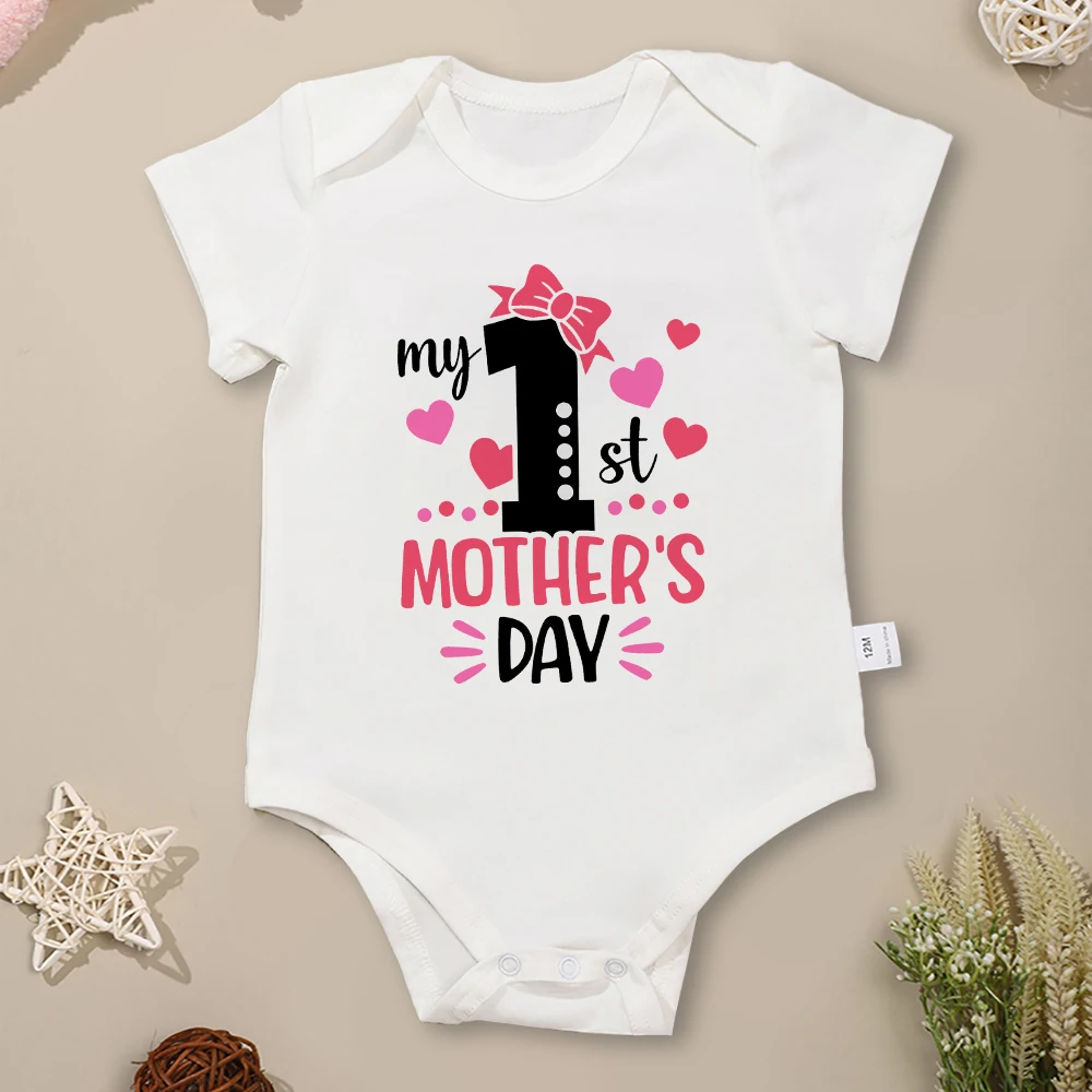 

My 1st Mother's Day Baby Girl Clothes Aesthetic Fashion Cotton Onesie Fine Gift Toddler Girl Outfits Summer Comfy Breathable