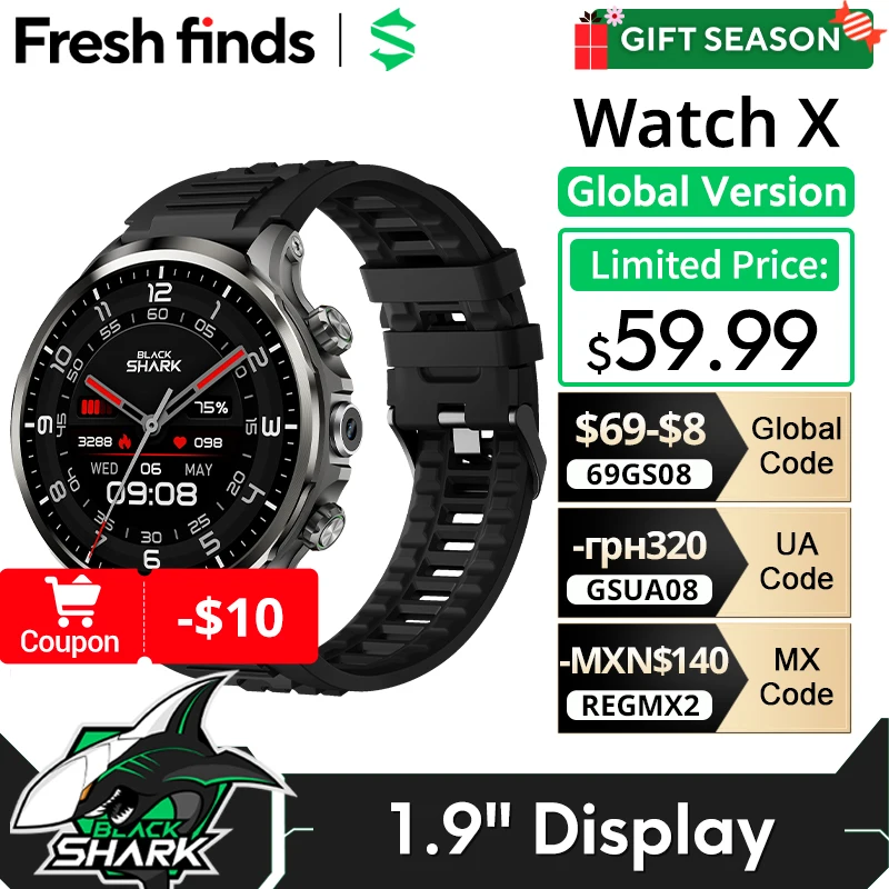 [World Premiere]Global Version Black Shark Smart Watch X 4G Android Watch 1.9″Display 2MP Camera IP67 Washable APP Free Download