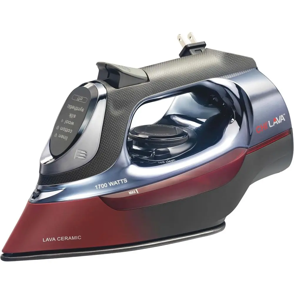 

Steam Iron or Clothes with 8' Retractable Cord, 1700 Watts, 3-Way Auto Shuto, 400+ Holes, Proional Grade, Temperature Control Di