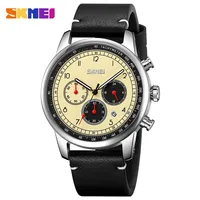 SKMEI 9318 Business Quartz Watch Men Sport Waterproof Casual Genuine Leather Stopwatch Wristwatches Clock Male 9106 reloj hombre