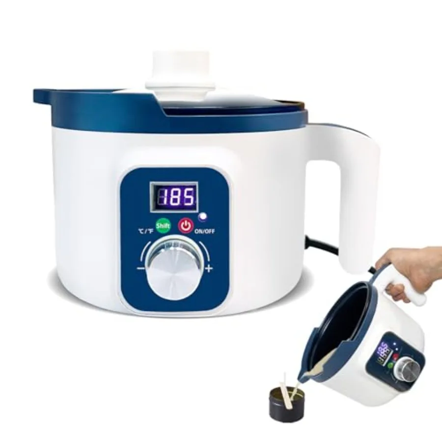 

Электрическая воскотопка для изготовления свечей с цифровым дисплеем температуры, антипригарная емкость для заливки с носиком и автоматическим подогревом