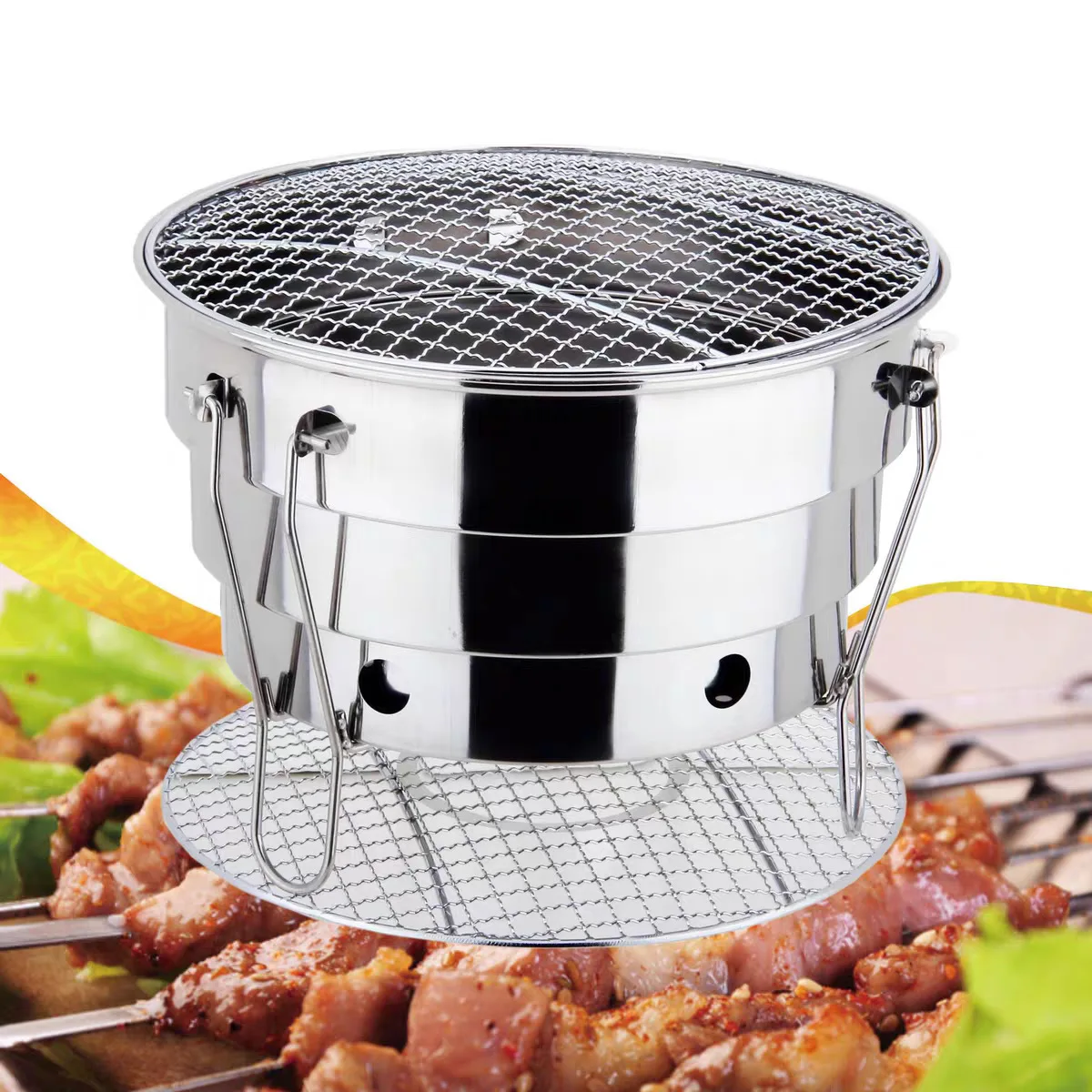 

Stainless Steel Portable Folding Charcoal Grill Outdoor Camping Stove Small Barbecue Oven for Family Gatherings