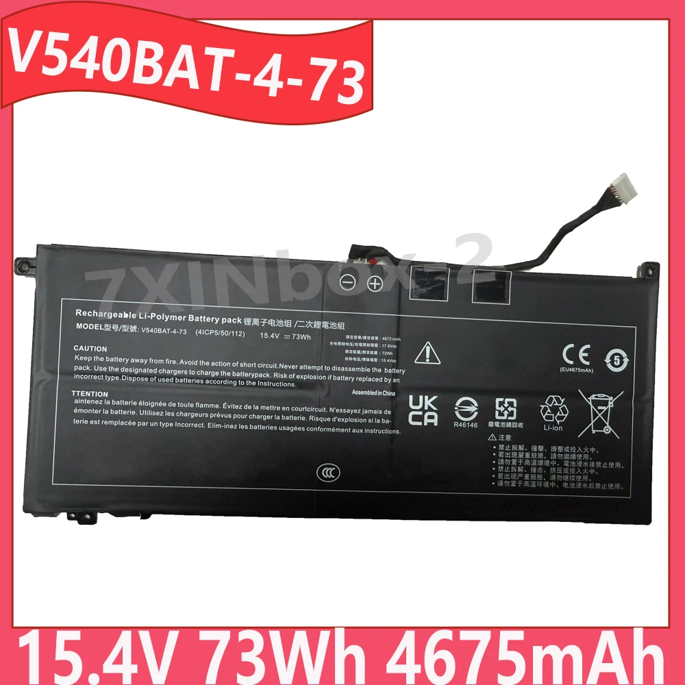 

New V540BAT-4-73 15.4V 73Wh 4675mAh Laptop battery For CLEVO V540BAT-4-73 4ICP5/50/112