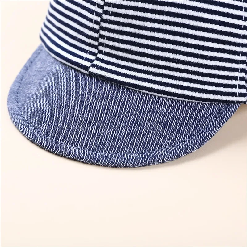 Summer Baby Hat Casual Striped Boys Girls Baseball Beret Kids Toddler Infant Soft Cotton Eaves Peaked Hats Adjustable Hooded Cap