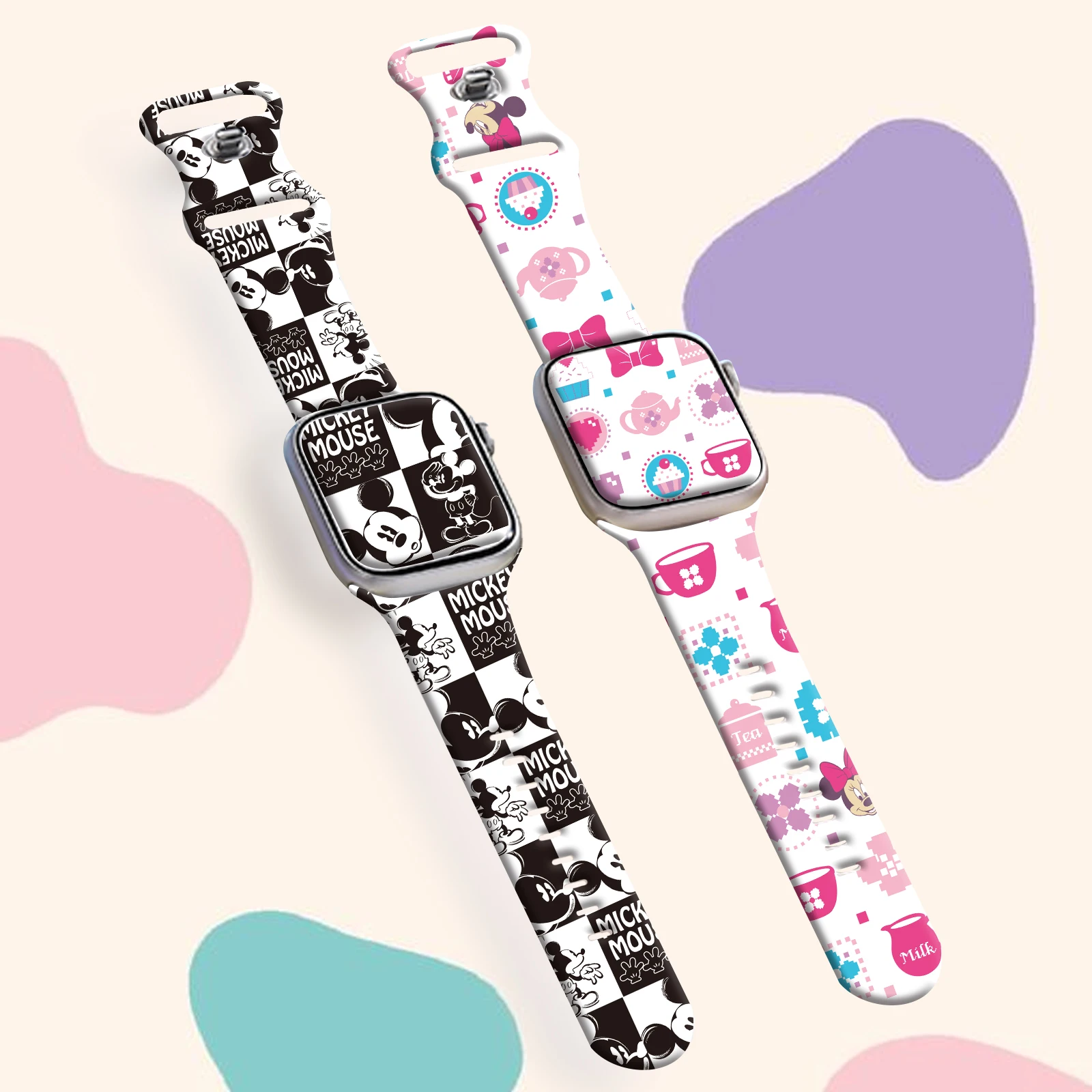 

Disney Print Strap for iWatch 11 10 9 8 Silicone Band Replaceable Bracelet for Apple Watch 46mm 44mm 42mm 41mm Watchband
