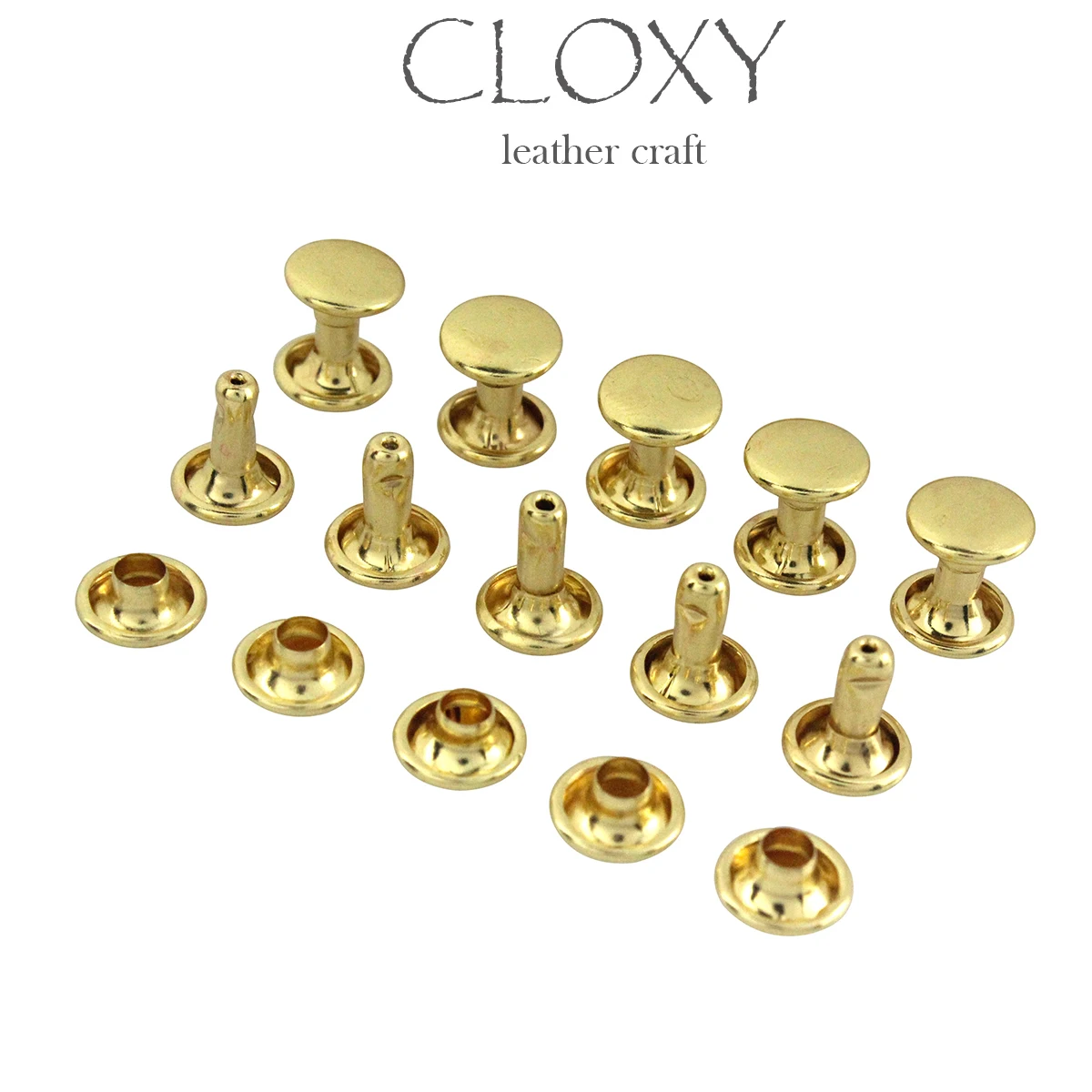 100pcs Brass Round Double Cap Rivets Stud Rivet Collision Nail Leather Craft Bag Belt Clothing Garment Shoe Decor Fastener