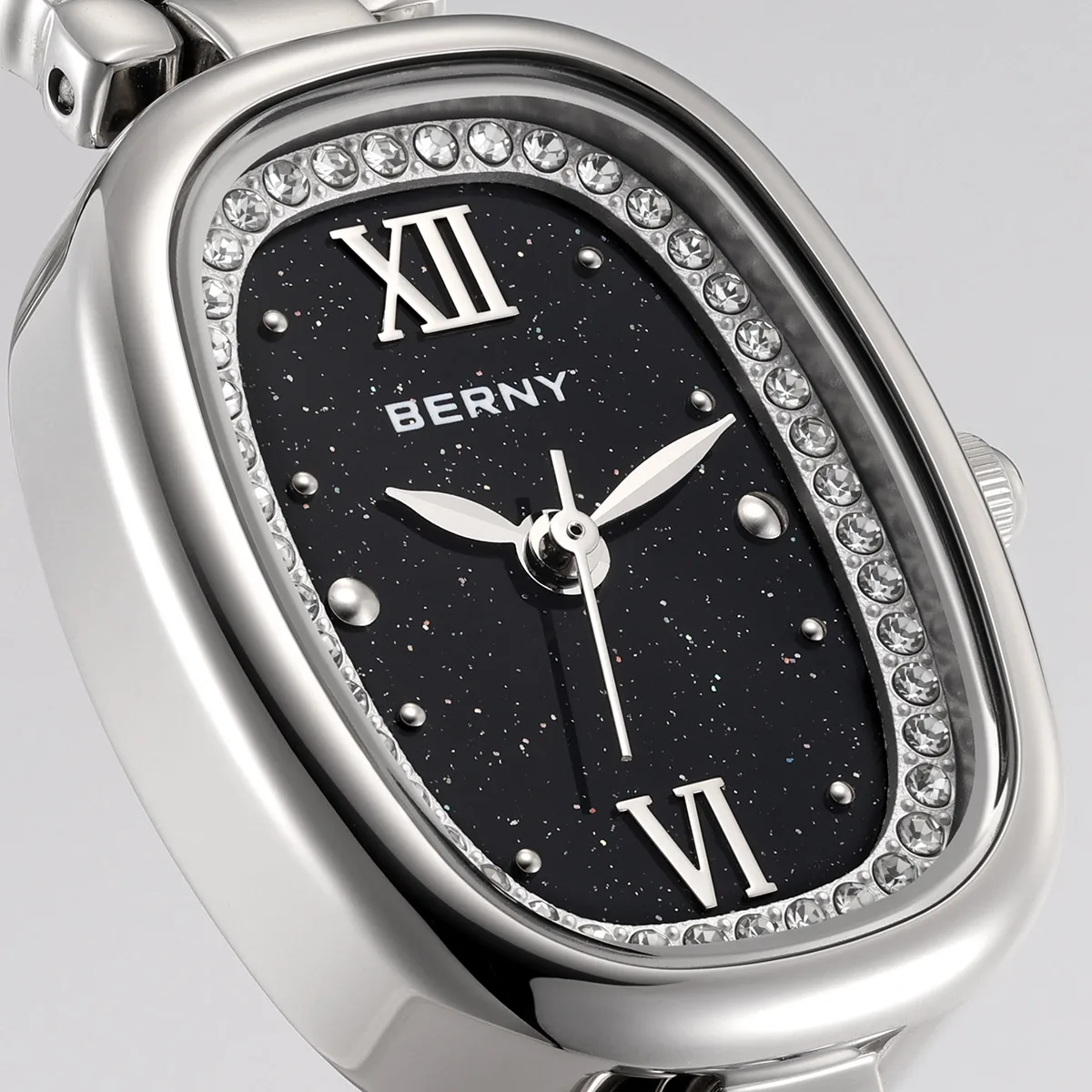 BERNY Uhren für Damen, oval, lässig, elegant, Damen-Quarzuhr, leicht, modisch, für Mädchen, Kleid, Edelstahl-Armbanduhr – Detail 4