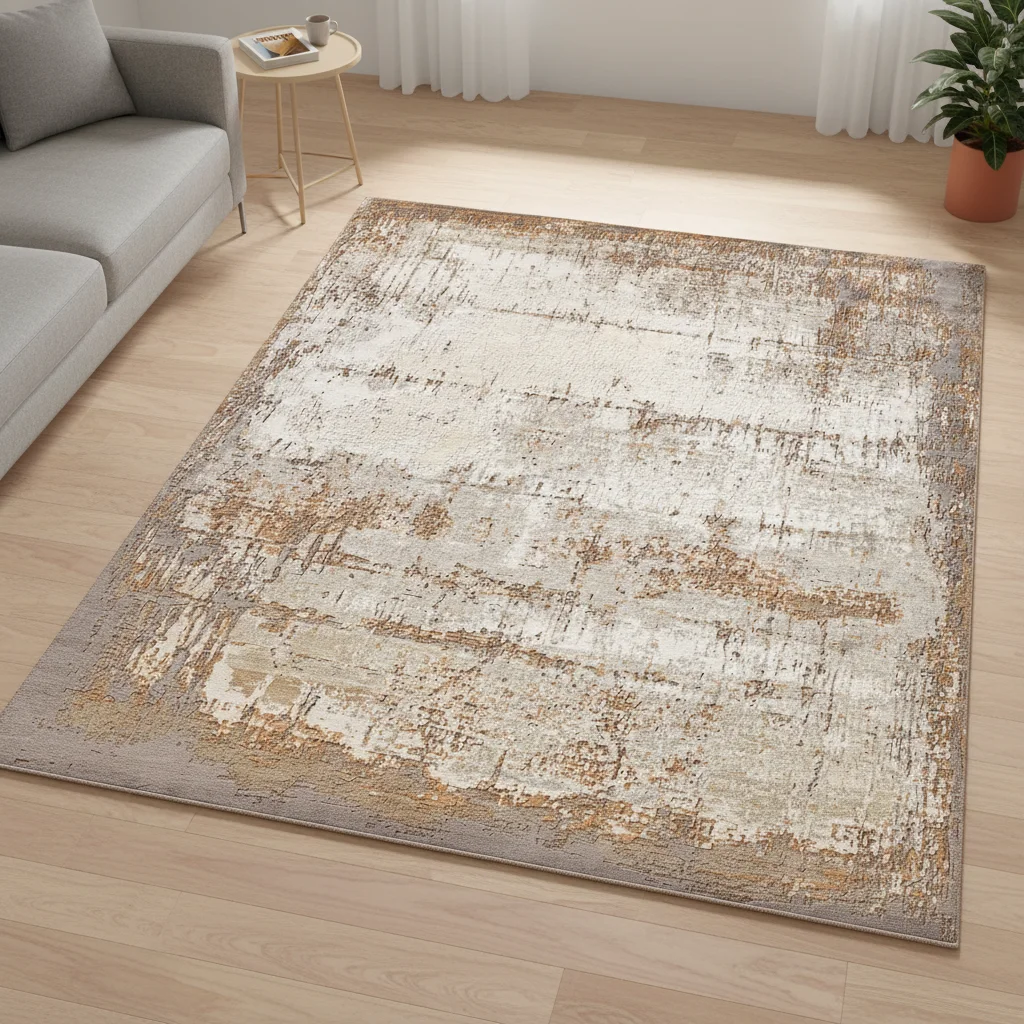 

！@Modern Abstract Viscose and Wool Texture Carpet Neutral Tone Luxury Living Room Rug