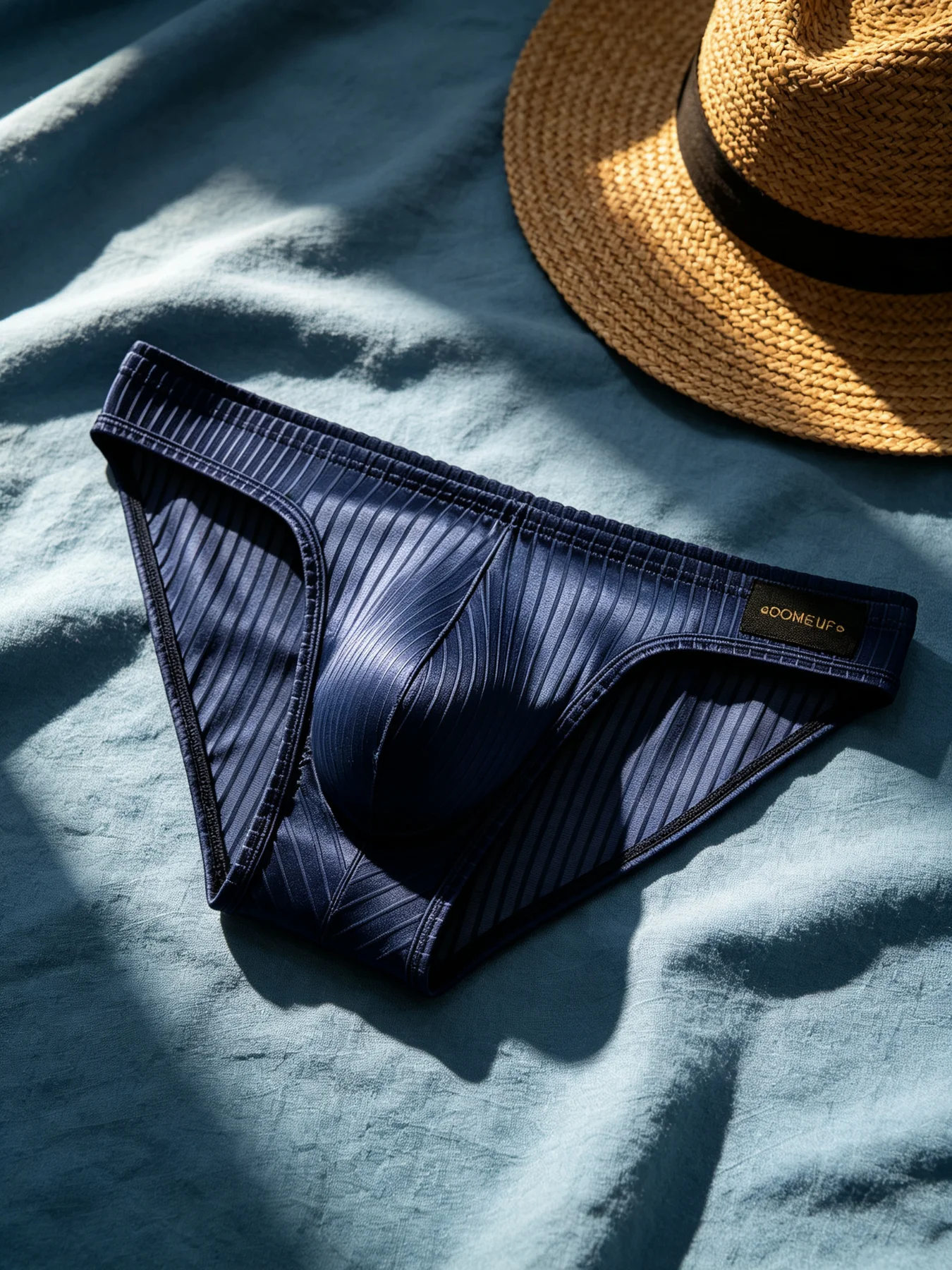 Calzoncillos para hombre con diseño de rayas verticales, tejido brillante, bolsa con forma de U, cintura baja, cintura elástica, ropa interior masculina transpirable, modelo DP922.