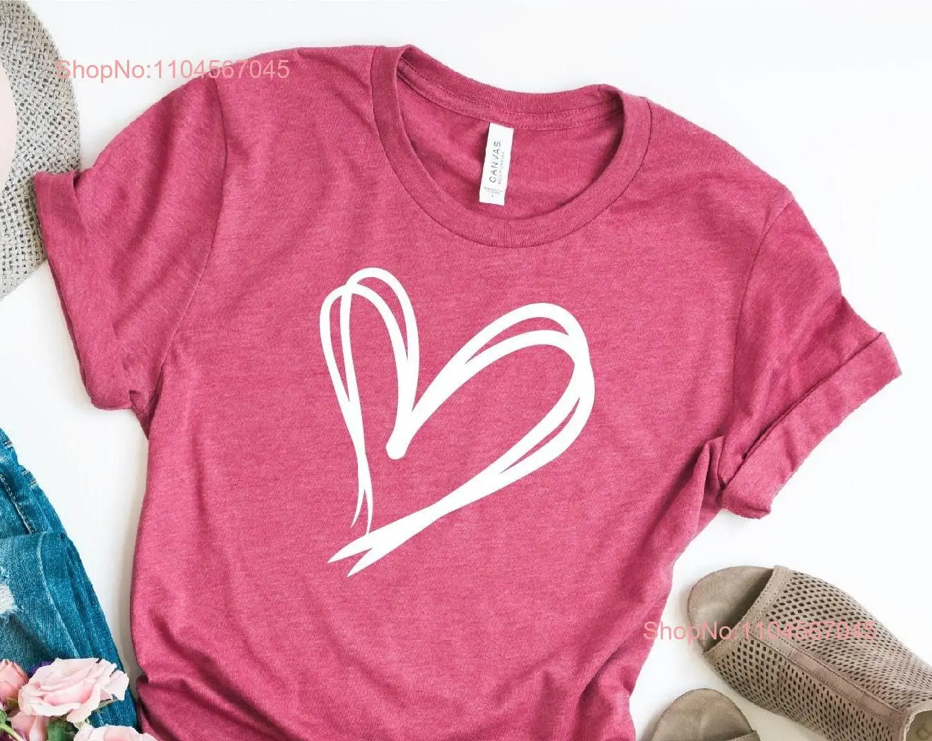 

Valentines Day T Shirt HearT For Women Teachers Cute Valentine long or short sleeves