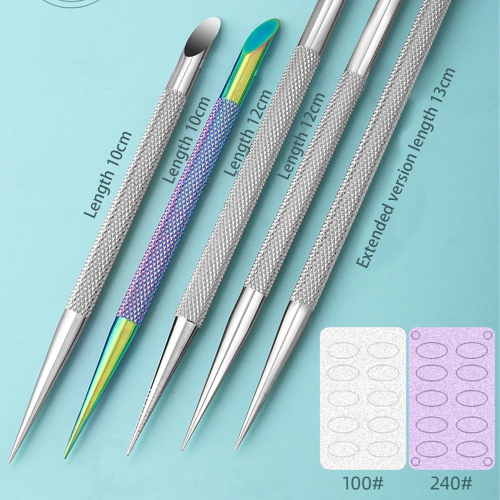 Nail Tools Convenient To Use Mirror Light Dead Skin Push Durable Double Nail Push Uniform Force Distribution Approximately 16g