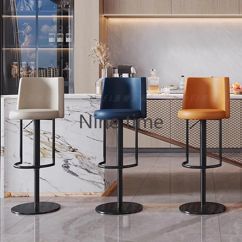 

Nordic Modern Leather Bar Chairs Metal Luxury Gold Library Design High Bar Chairs Kitchen Island Sillas Para Comedor Furniture