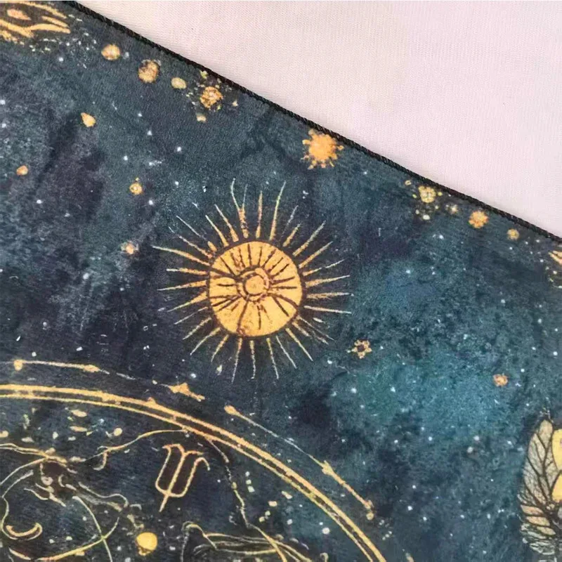 VIKAMA Tarot-Tischdecke, wasserdicht, Sonne-Mond-Wahrsagungs-Altartuch, Blume des Lebens, Nachthimmel-Muster, geeignet für Wahrsagerei
