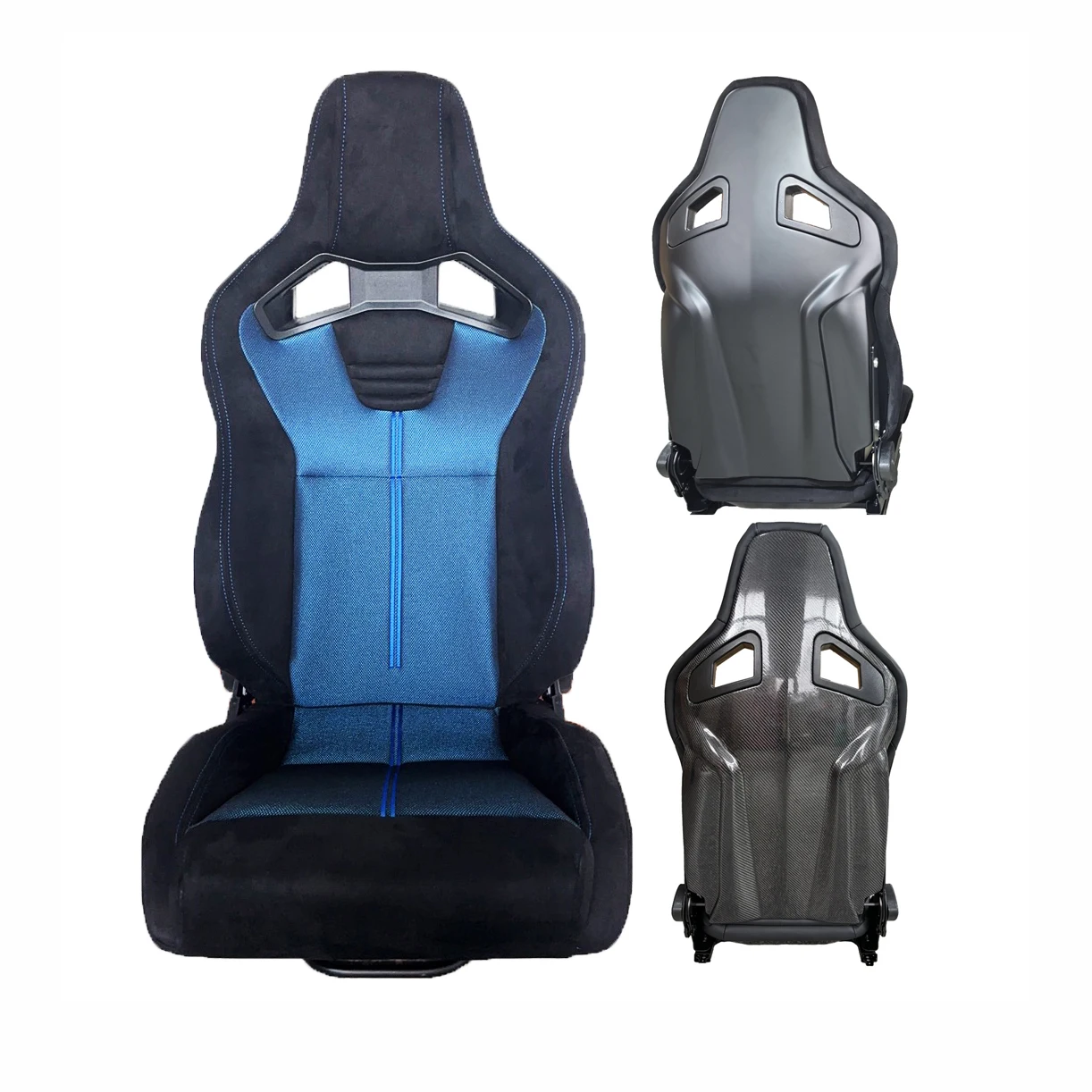 1039RTF Flat Bottom Fiberglass Carbon Fiber Universal Bucket Sport Adjustable Leather Suede Car Sim Racing Seats