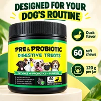 Dog Prebiotic Probiotic Soft Chews with Enzymes & Pumpkin, Duck Flavor Digestive Support Treats, 60 Count, 120g Gut Health Care 5