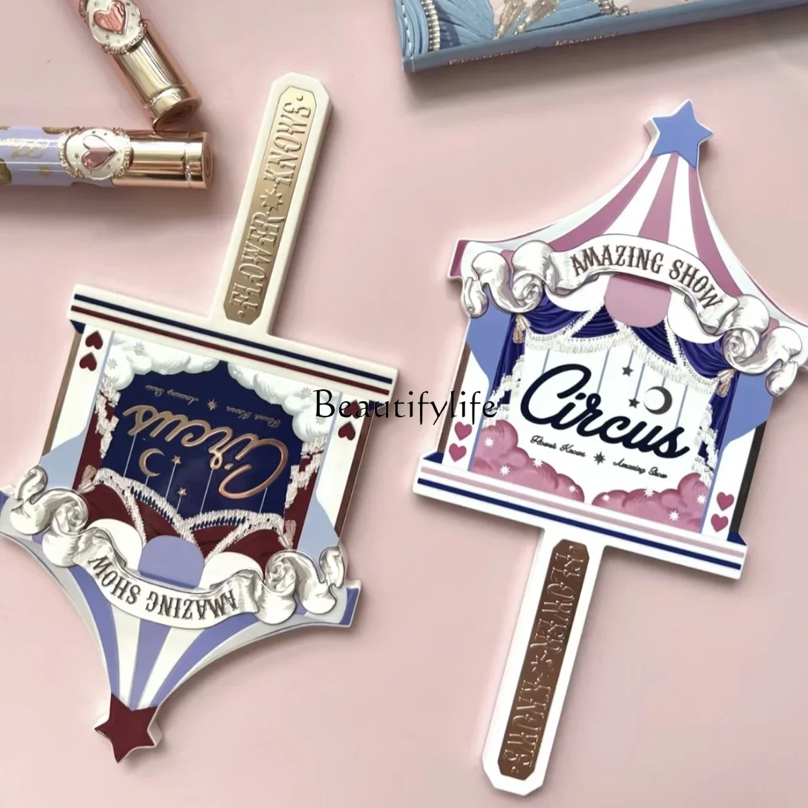

Flower Know Flower God Archaistic Circular Fan Makeup Mirror, Circus Mirror
