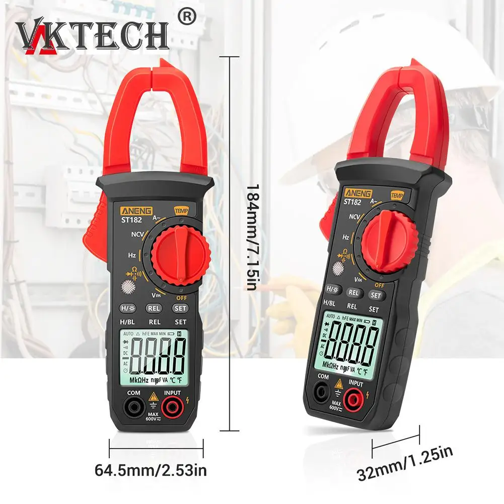 ST182 Pliers Ammeter Amperometric Clamp Meter Professional Digital Multimeter Automotive Tester 4000 Count Ohm Test Tools