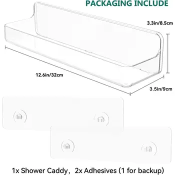 מדפי מקלחת, דבק שקוף אקריליק אמבטיה מקלחת caddy ארגונית, שקוף ללא קידוח קיר אמבטיה אחסון 10 best sales ארגז אמבטיה - №2
