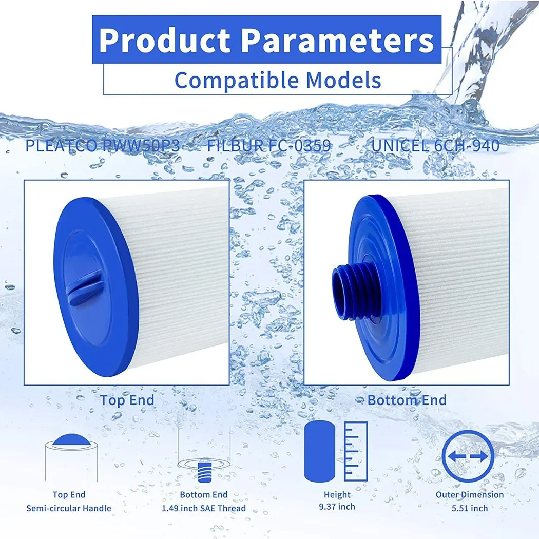Spa Filter For PWW50 6CH-940 Filter Cartridge System Element Kids Swimming Pool Filter Accessories 210*152mm