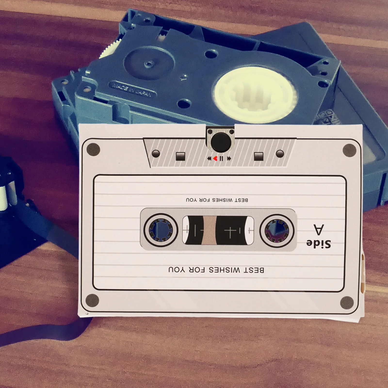 Recordable Greeting Card Cassette Voice Cards Retro Birthday Cards Plus Chip Audio Cardboard Durability Long Use