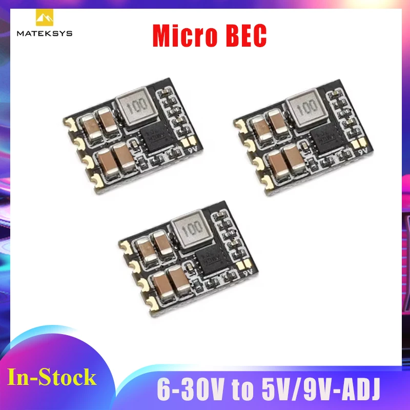 

3pcs Matek Micro BEC 6S (6-30V) to 5V/9V-ADJ 1.5A Step-Down Regulator for FPV Drones, RC Models & DIY Electronics