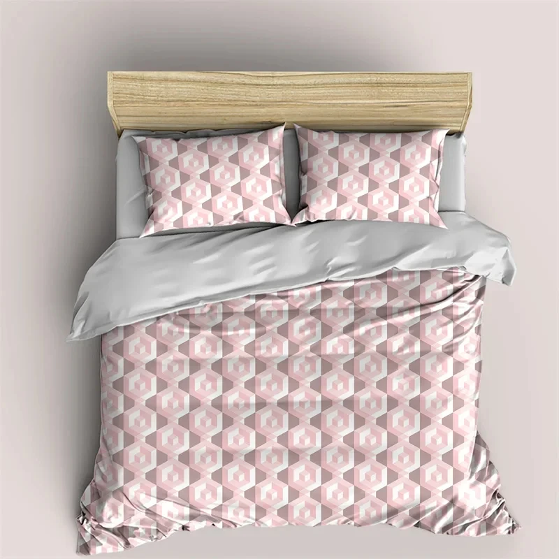 

Geometric Duvet Cover Microfiber Hexagon Print Comforter Cover Abstract Irregular Pattern Bedding Set King For Kids Adults Room