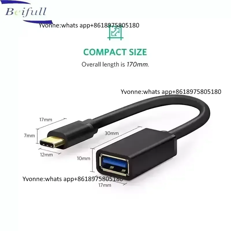 USB Type C to USB 3.0 a Female OTG Cable Adapter Offered From Shenzhen Factory