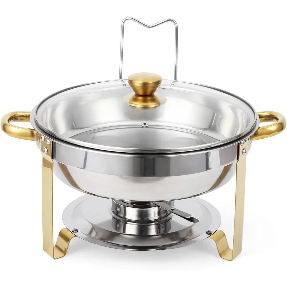 

2 Pack Round Stainless Steel Chafing Dish Set Complete Buffet Warmer Chafers Portable Chafing Dishes for Party Catering