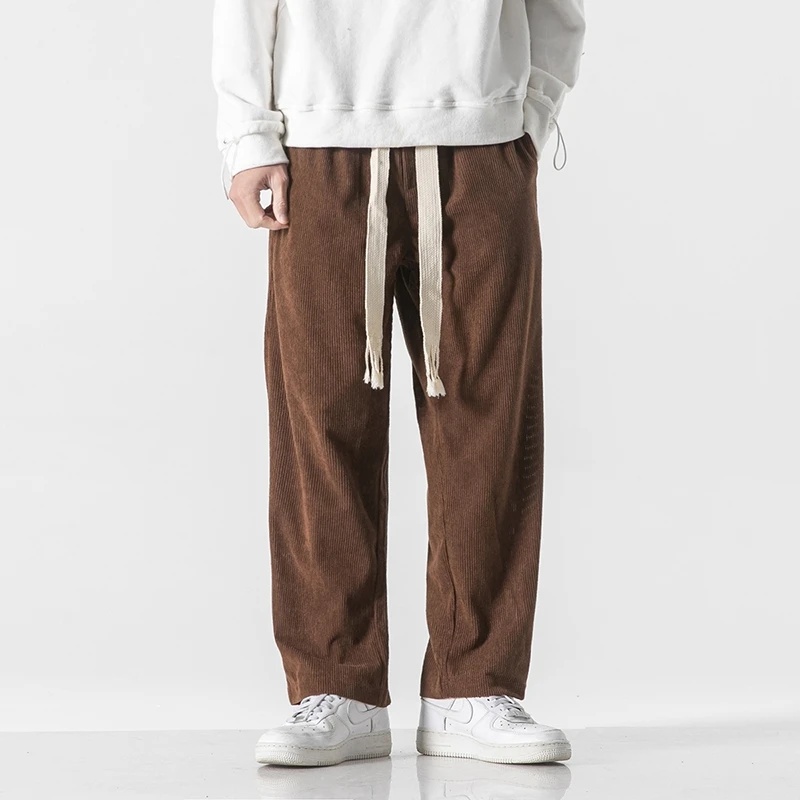 Pantaloni Casual da uomo pantaloni larghi in velluto a coste Harem Mens Trend Harajuku elastico in vita pantaloni maschili autunno inverno pantaloni sportivi Streetwear