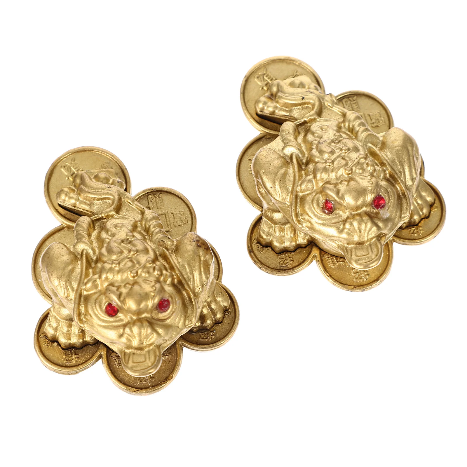 

2Pcs Brass Money Toad Statues Retro Tabletop Decoration Fengshui Wealth Frog Ornament Brass Golden Toad Ornament