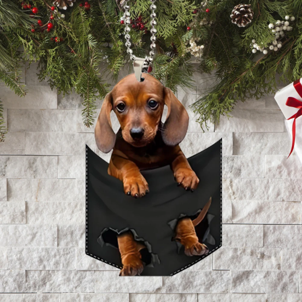 

Hanging Mini Puppy Interior Ornament Car Hanging Easy Installation Rearview Mirror Dog Pendant Car Dog Shape Decoration