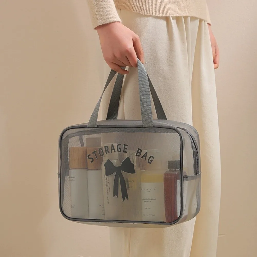 

Portable Bow Makeup Wash Bag Multifunction Large Capacity Toiletry Storage Bag Handheld Waterproof Travel Bathing Kit Ladies
