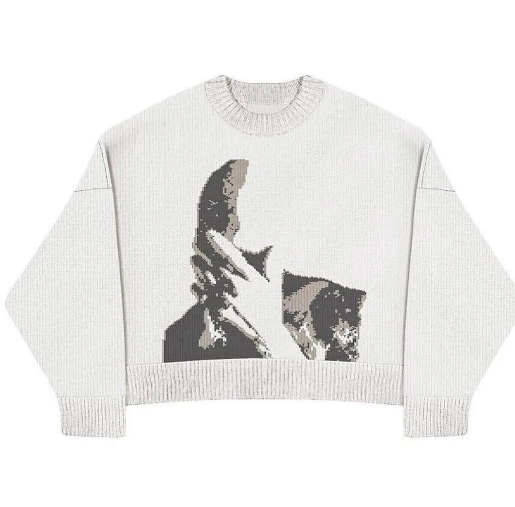 

Autumn Winter Y2K Retro Star Pattern Pullover Sweater Harajuku Unisex Knitwear Women Men Fashion Casual Long Sleeve Lady Sweater