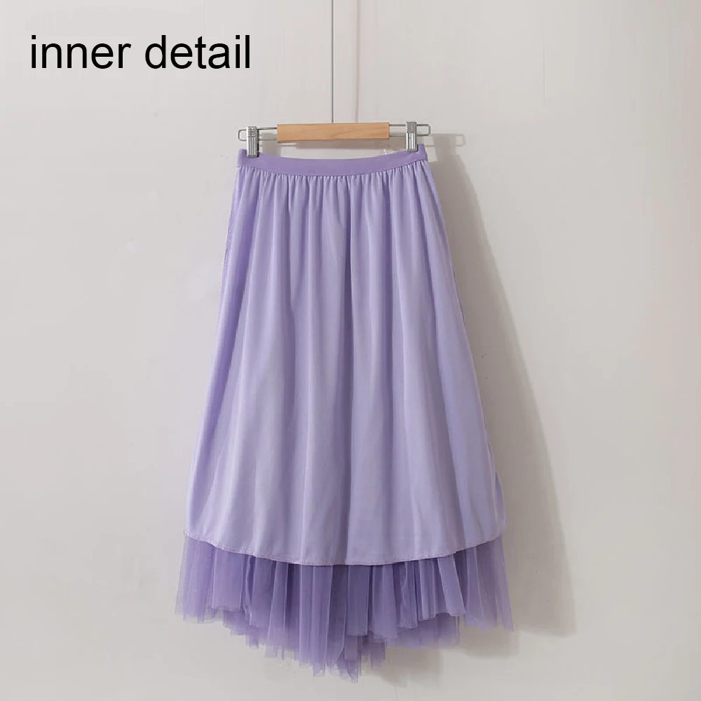 6 COLORS mesh tulle skirt Womens Vintage High Waist Skirt Solid Long Skirts Fashion Casual Tutu Skirt fairy