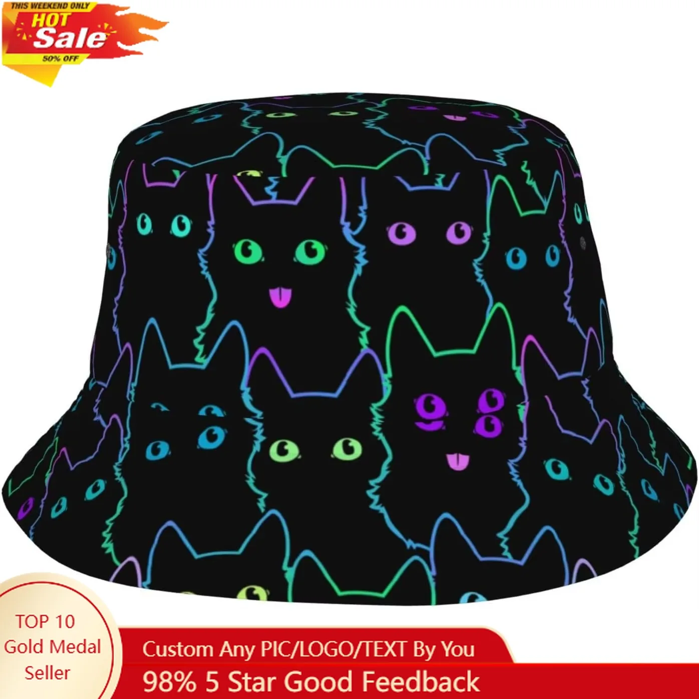 

Bucket Hat Fisherman Cap for Women Men Trippy Art Casual Travel Beach Sun Hats for Summer