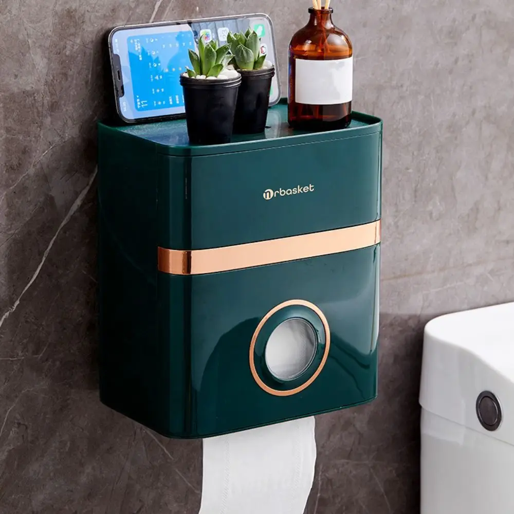 

Plastic Double Layer Drawer Tissue Box No Punching Wall Hanging Toilet Paper Holder White Waterproof Toilet Storage Rack Home