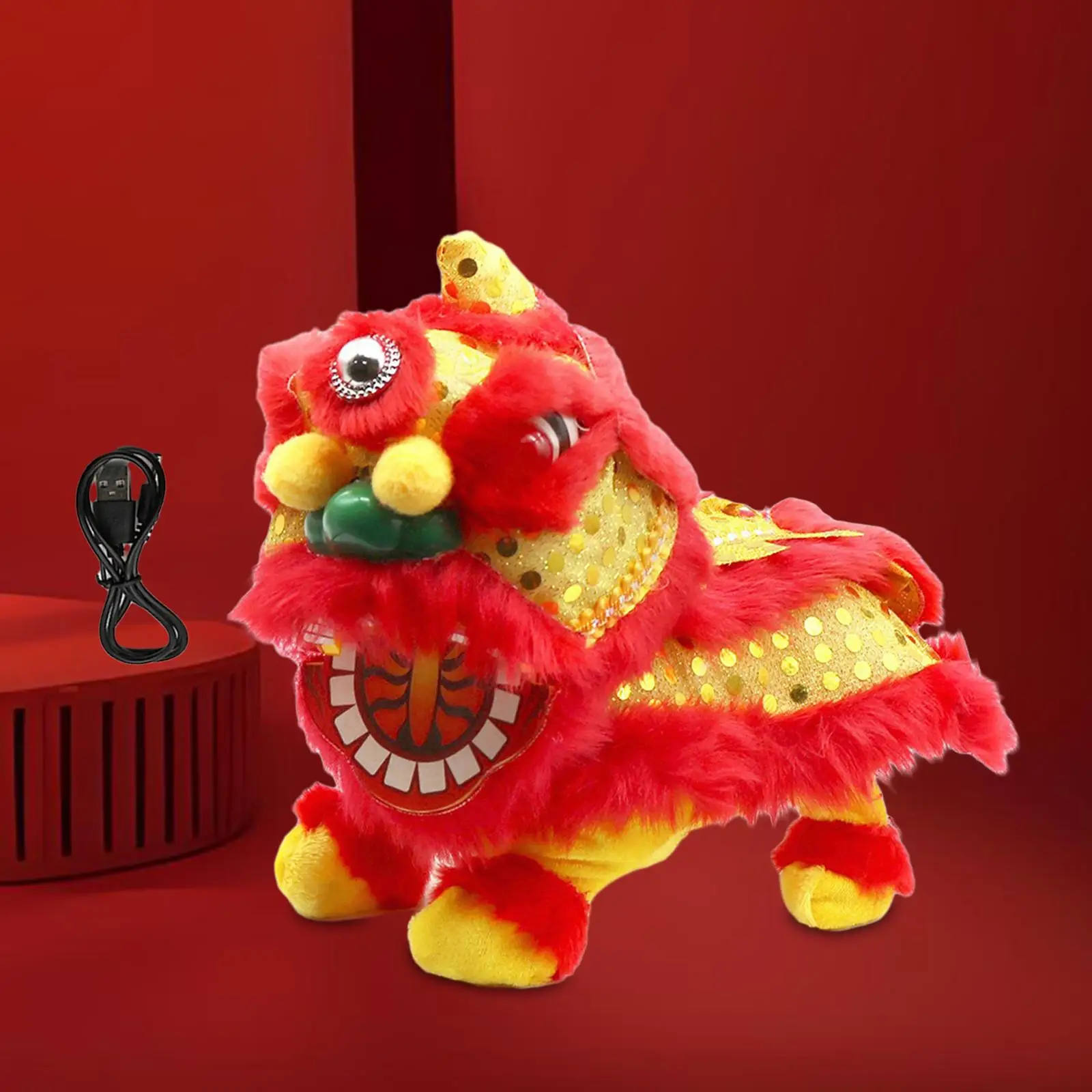 

Electric Lion Dance Toy Doll Cute Trend Room Decoration USB Rechargeable Shaking