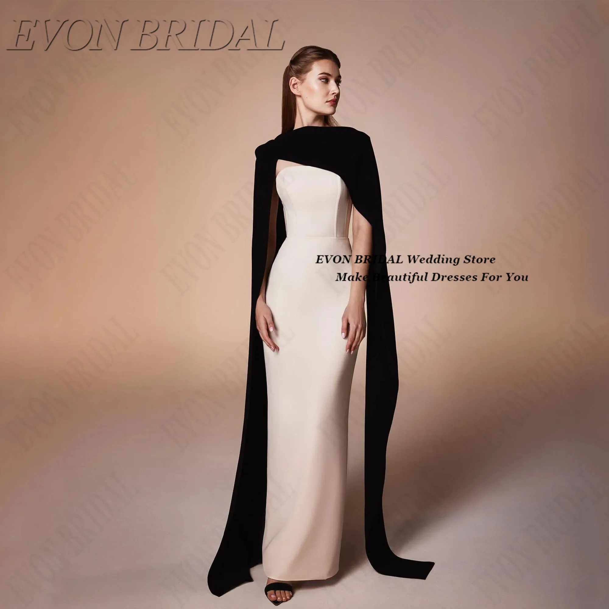 

Color Clash Party Dresses With Shawls Back Slit Fishtail Dresses For Special Occasions Fashion فساتين سهرة EVON BRIDAL Customize