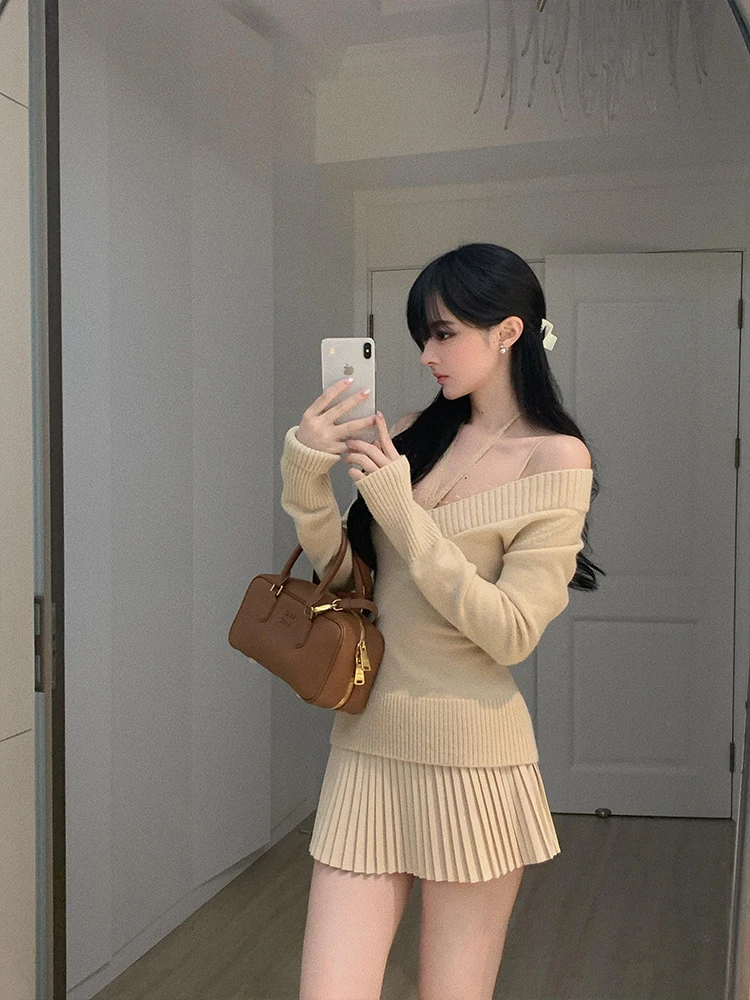 Retro V-Ne Pullover Damen Herbst Winter Slim Fit ort Sle Lazy Base Layer Oberbekleidung Strickpullover Kleine Größe Top